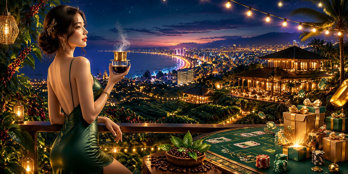 Người dùng kiểm tra kèo cá cược thể thao trên điện thoại với bãi biển Đà Nẵng và bầu trời hoàng hôn phía sau