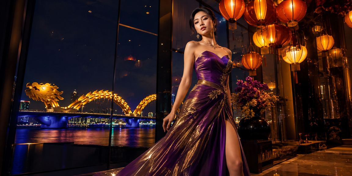 Đường phố Đà Nẵng về đêm rực rỡ đèn lồng, người dùng kiểm tra kèo cá cược thể thao trên điện thoại