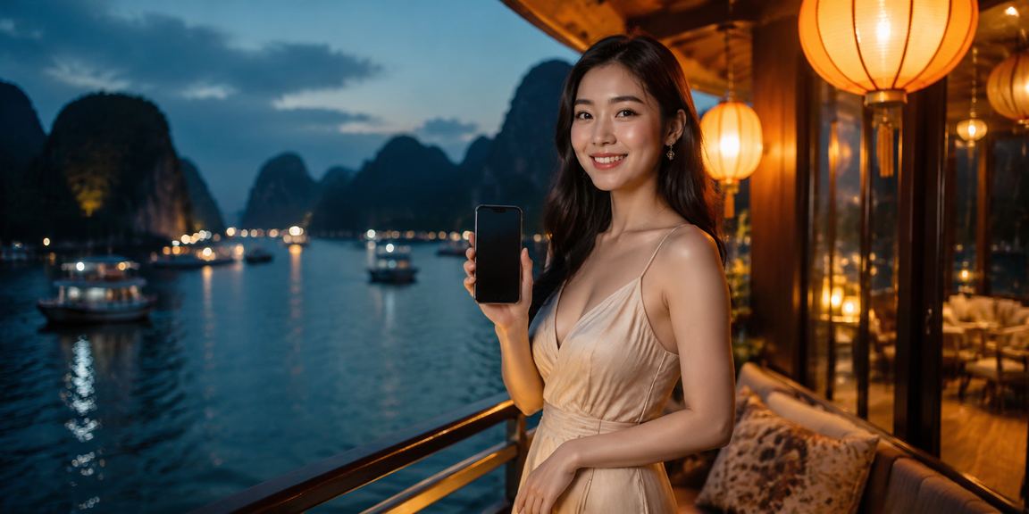 Người dùng tại Hội An theo dõi sự kiện thể thao và kiểm tra ưu đãi trên điện thoại dưới ánh đèn lồng